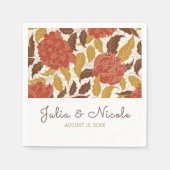 Dusty Brunt Orange Peony Blume Hochzeit im Herbst Serviette (Vorderseite)