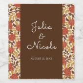 Dusty Brunt Orange Peony Blume Hochzeit im Herbst Weinetikett (Einzelnes Label)