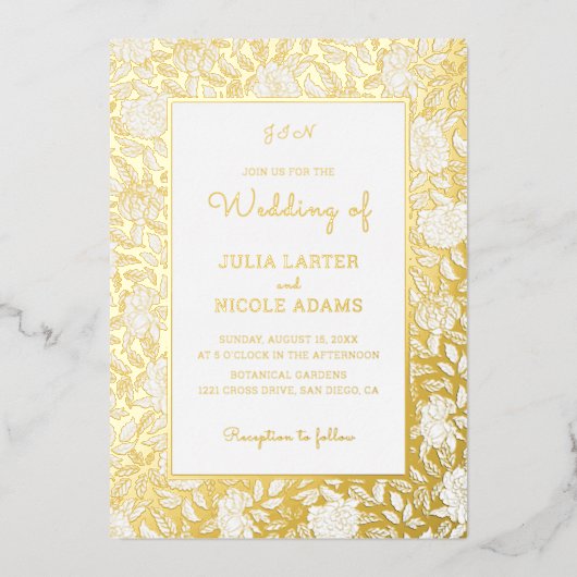 Dusty Brunt Orange Peony Flowers Fall Wedding Folieneinladung (Vorderseite)