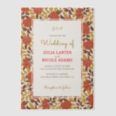 Dusty Brunt Orange Peony Flowers Fall Wedding Pergament Einladungen (Vorderseite)