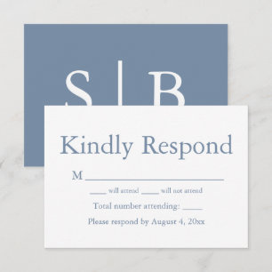 Dusty Bue Monogram Response RSVP Karte