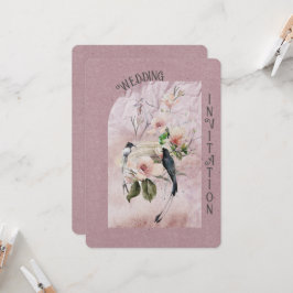 Dusty Burgund Magnolia Blüten und Hochzeiten von V Einladung