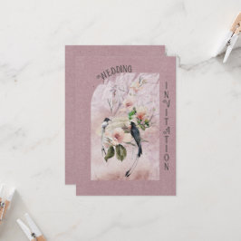 Dusty Burgund Magnolia Blüten und Hochzeiten von V Einladung