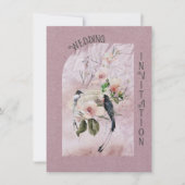 Dusty Burgund Magnolia Blüten und Hochzeiten von V Einladung (Vorderseite)