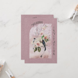Dusty Burgund Magnolia Blüten und Hochzeiten von V Einladung