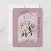 Dusty Burgund Magnolia Blüten und Hochzeiten von V RSVP Karte (Vorderseite)