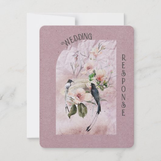 Dusty Burgund Magnolia Blüten und Hochzeiten von V RSVP Karte (Vorderseite)