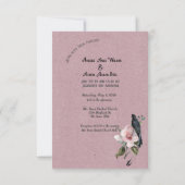 Dusty Burgund Magnolia Blüten und Hochzeiten von V Save The Date (Rückseite)