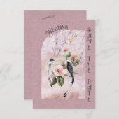 Dusty Burgund Magnolia Blüten und Hochzeiten von V Save The Date (Vorne/Hinten)