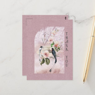 Dusty Burgundy Magnolia Blossoms Wedding Vielen Da Postkarte