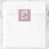 Dusty Burgundy Magnolia Blossoms Wedding Vielen Da Quadratischer Aufkleber (Tasche)