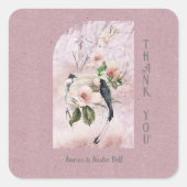 Dusty Burgundy Magnolia Blossoms Wedding Vielen Da Quadratischer Aufkleber (Vorderseite)