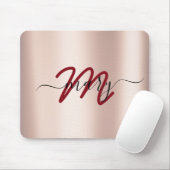 Dusty Burgundy Rose Minimal Name Monogram. Lux Mousepad (Mit Mouse)