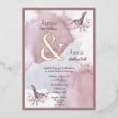 Dusty Burgundy Wasserfarbe und Rose Gold Ampersand Folieneinladung (Vorderseite)