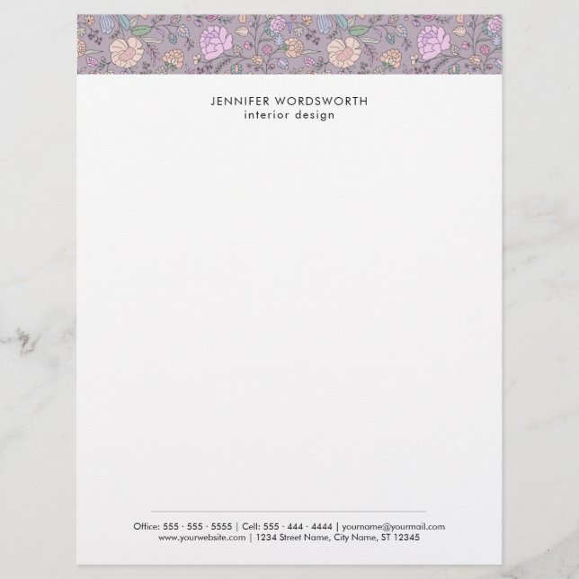 Dusty Colors Whimsical Floral Modern Briefbogen (Vorderseite)