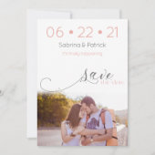 Dusty Coral Blush Modernes Foto Save the Date Einladung (Vorderseite)