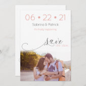 Dusty Coral Blush Modernes Foto Save the Date Einladung (Vorne/Hinten)