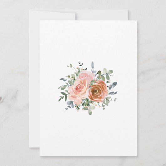 Dusty Coral Eukalyptus Botanische Hochzeit Einladung (Rückseite)