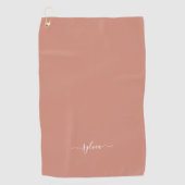 Dusty Coral Modern Girly Monogram Name Golfhandtuch (Vorderseite)