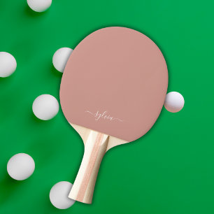 Dusty Coral Modern Girly Monogram Name Tischtennis Schläger