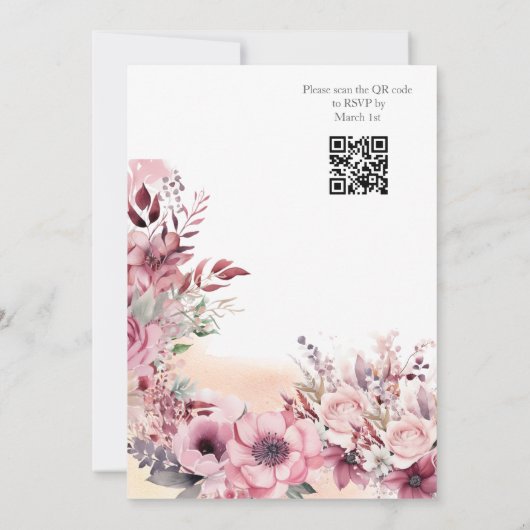 Dusty Coral QR Code Kinderdusche Save The Date (Rückseite)