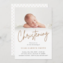 Dusty Cream Handwriting Script Christening Foto