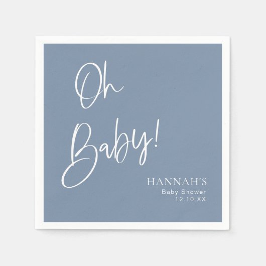 Dusty/Denim Blue Oh Baby Baby Dusche Serviette (Vorderseite)