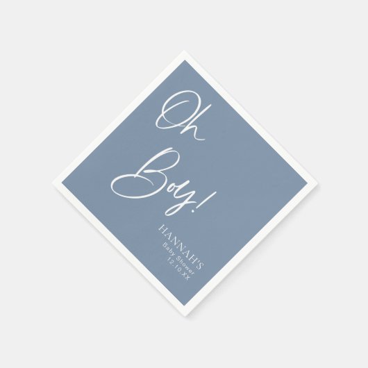 Dusty/Denim Blue Oh Boy Baby Shower Serviette (Ecke)