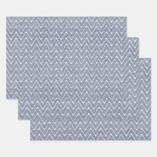 Dusty Denim Blue Small Zickzack Pattern Geschenkpapier Set (Set)