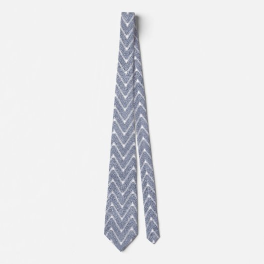 Dusty Denim Blue Small Zickzack Pattern Krawatte (Vorderseite)