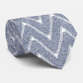 Dusty Denim Blue Small Zickzack Pattern Krawatte (Gerollt)