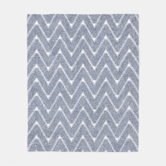 Dusty Denim Blue Zickzack Pattern Fleecedecke (Vorderseite)