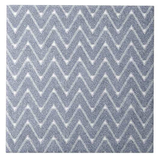 Dusty Denim Blue Zickzack Pattern Fliese (Vorderseite)