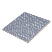 Dusty Denim Blue Zickzack Pattern Fliese (Seite)