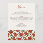 Dusty Elegant Golden Rote Rose Blume Hochzeit Menükarte (Vorderseite)