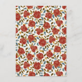 Dusty Elegant Golden Rote Rose Blume Hochzeit Menükarte (Rückseite)