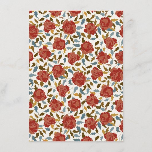 Dusty Elegant Golden Rote Rose Blume Hochzeit Menükarte (Rückseite)