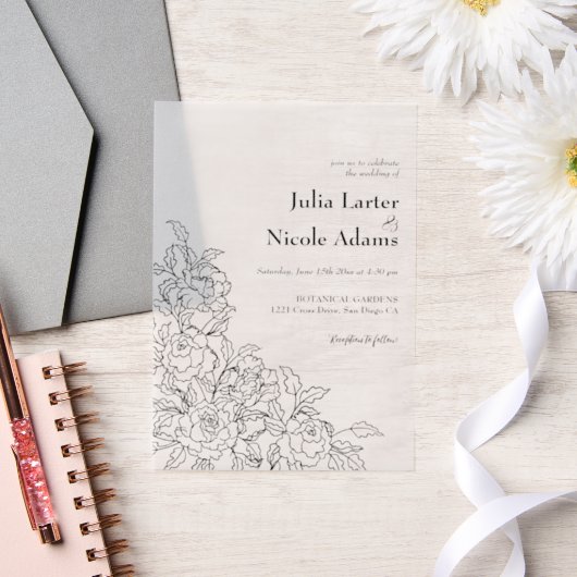 Dusty Elegant Golden Rote Rose Blume Hochzeit Pergament Einladungen (Hochzeit)