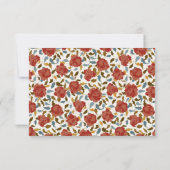 Dusty Elegant Golden Rote Rose Blume Hochzeit RSVP Karte (Rückseite)