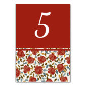 Dusty Elegant Golden Rote Rose Blume Hochzeit Tischnummer (Vorderseite)