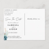 Dusty Emerald Green Floral Hochzeit Retten Sie das Ankündigungspostkarte (Rückseite)