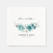 Dusty Emerald Green White Floral Wedding Serviette (Vorderseite)