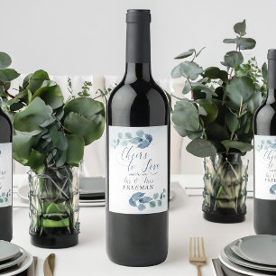 Dusty Eucalyptus bejubelt Liebe Hochzeit Weinetikett