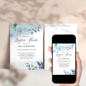 Dusty Eucalyptus Blue Botanical Lingerie Dusche Einladung