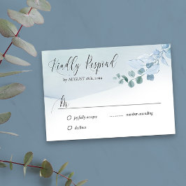 Dusty Eucalyptus Elegant Foliage Simple Wedding RSVP Karte