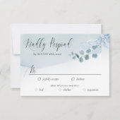 Dusty Eucalyptus Elegant Meetingoptionen Hochzeit RSVP Karte (Vorderseite)