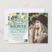 Dusty Eucalyptus Gold Foto Brautparty Einladung (Vorderseite)