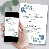 Dusty Eucalyptus Simple Elegant Couples Dusche Einladung