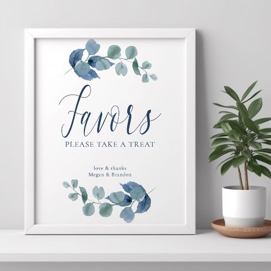 Dusty Eucalyptus Simple Watercolor Foliage Favorit Poster