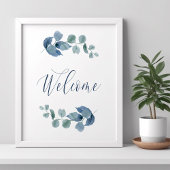 Dusty Eucalyptus Simple Watercolor Foliage Willkom Poster